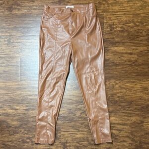Vibrant Tan Faux Leather Skinny Pants